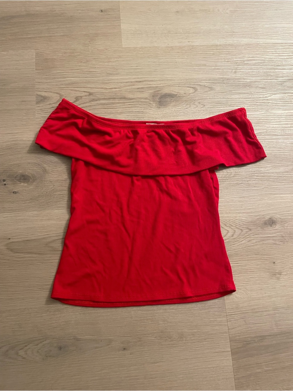 T.J.Maxx Red Off-Shoulder Ruffle Top - Picture 3 of 3